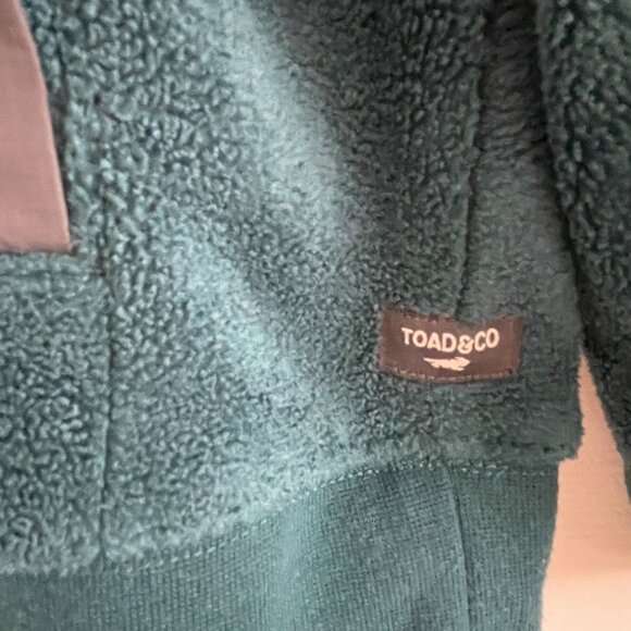 Toad & CO Women's Teal Pullover Fleece Sherpa Hooded 1/4 Zip Small - Picture 3 of 4